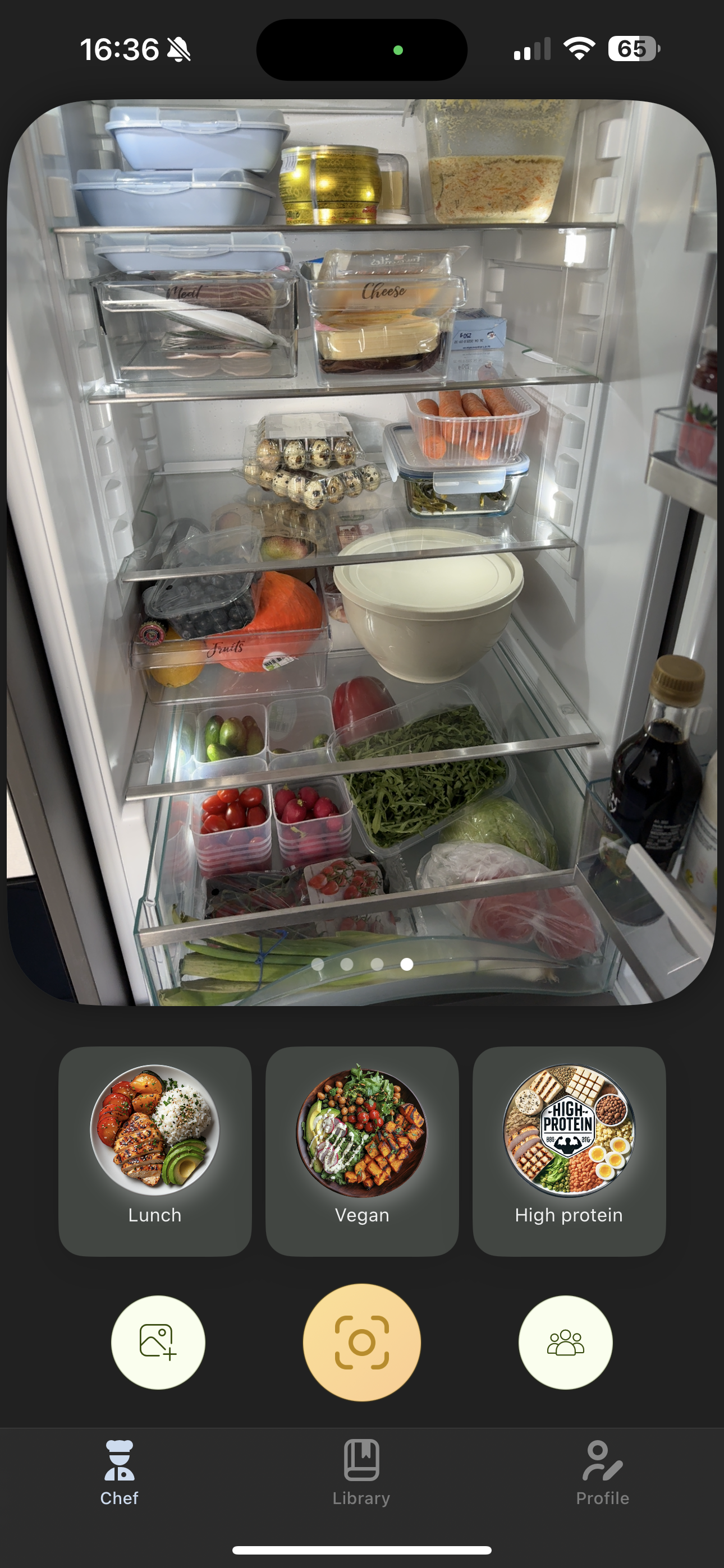 GeniChef App showing food recognition